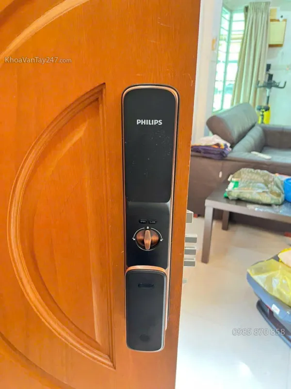 Cận cảnh khóa điện tử Khóa Vân Tay Philips Alpha-V Có Wifi thi công tận nơi - Ảnh 2
