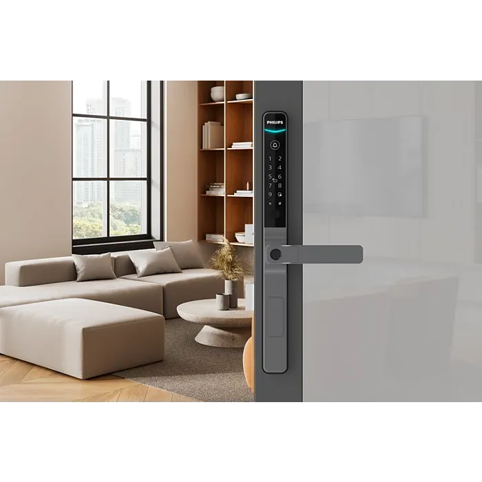 Khóa Vân Tay Cửa Nhôm Philips DDL611S-5HBS lắp lên cửa