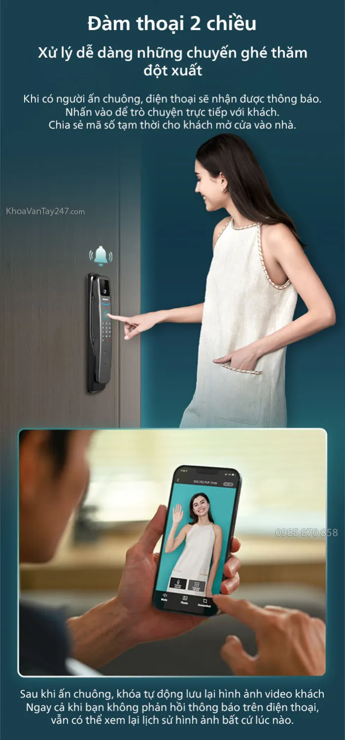 Trò chuyện trực tiếp qua video call trên khóa Philips DDL702 FVP