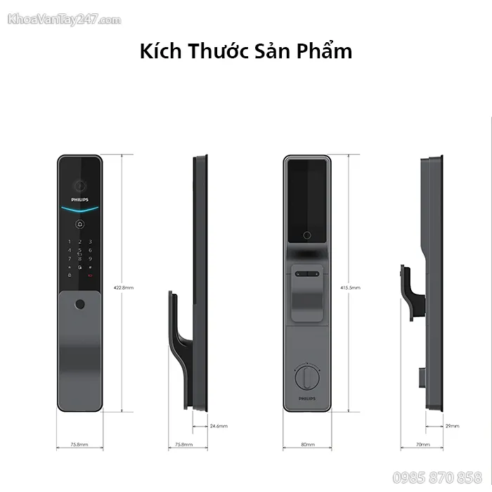 Kích thước khóa Philips DDL720-FVP-7HWS