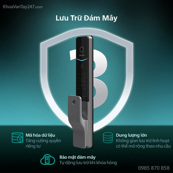 Khóa cửa điện tử Philips DDL720-FVP-7HWS lưu dữ liệu trên đám mây