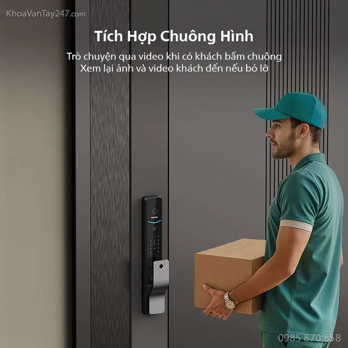 Khóa cửa điện tử Philips DDL720-FVP-7HWS tích hợp chuông hình
