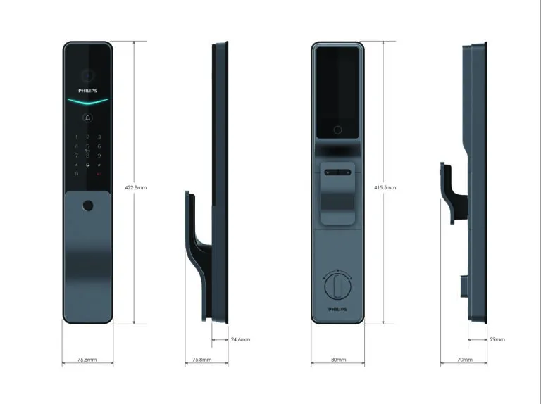Sơ đồ kích thước chi tiết khóa Philips DDL720-MVP-17HWS